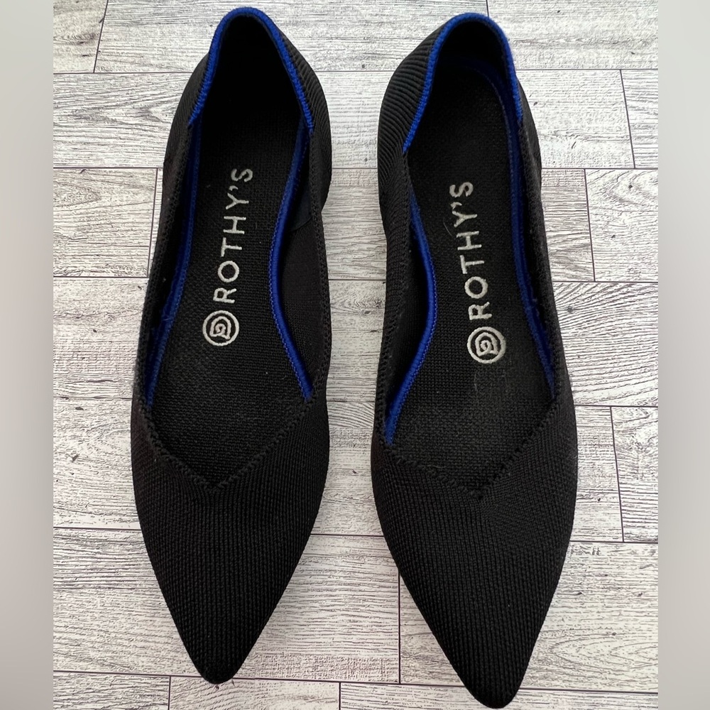 Rothy's “The Point” Woven Black Flats. Size 7.5.